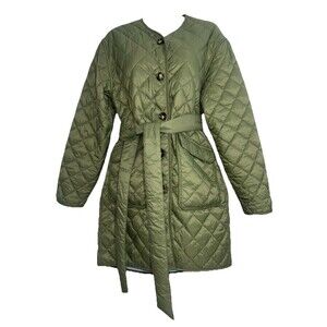 J. Crew Greenwich Reversible Quilted Lightweight Jacket Olive Blue Women Small